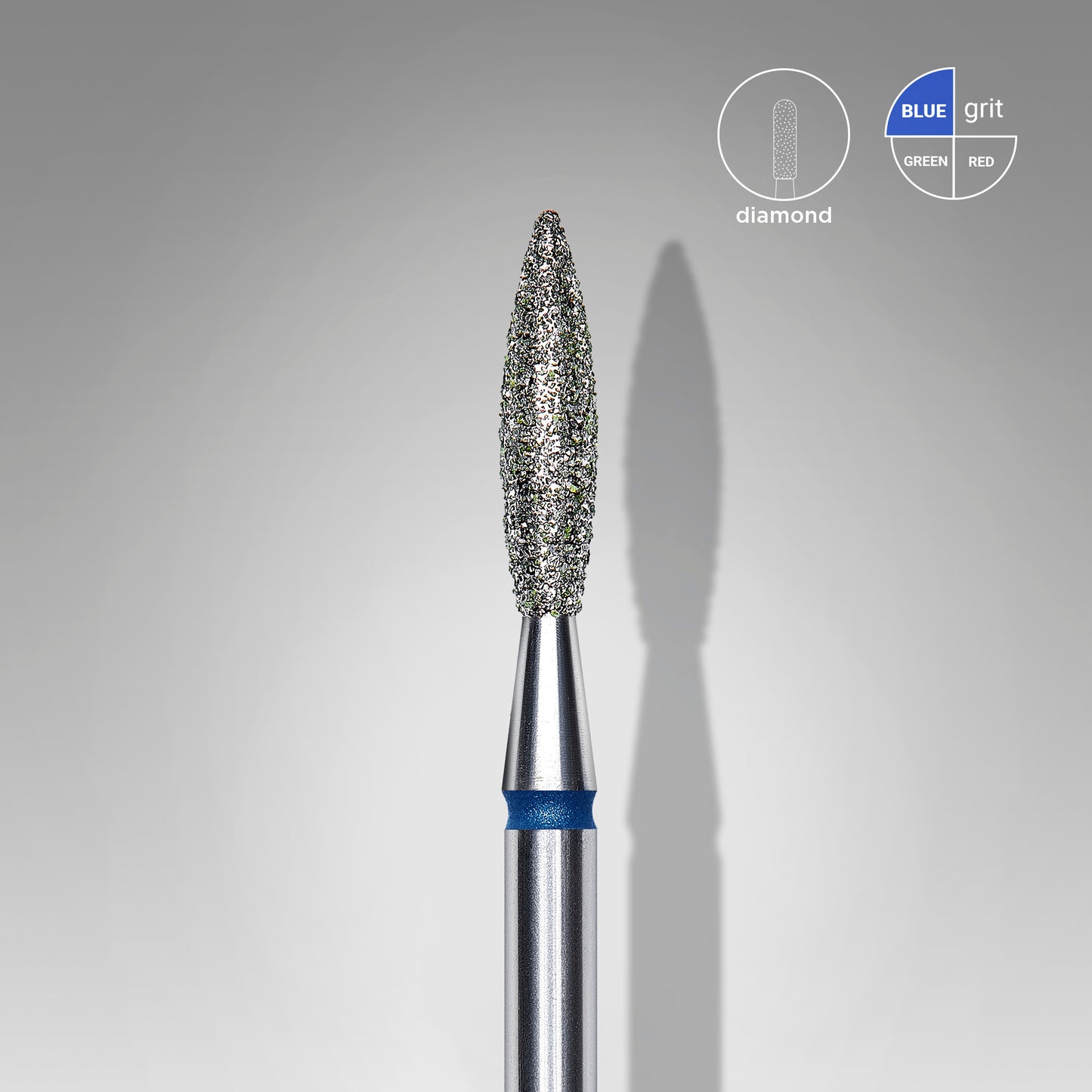 Fraise en diamant flamme arrondie - Grain bleu 0,23 x 1 cm