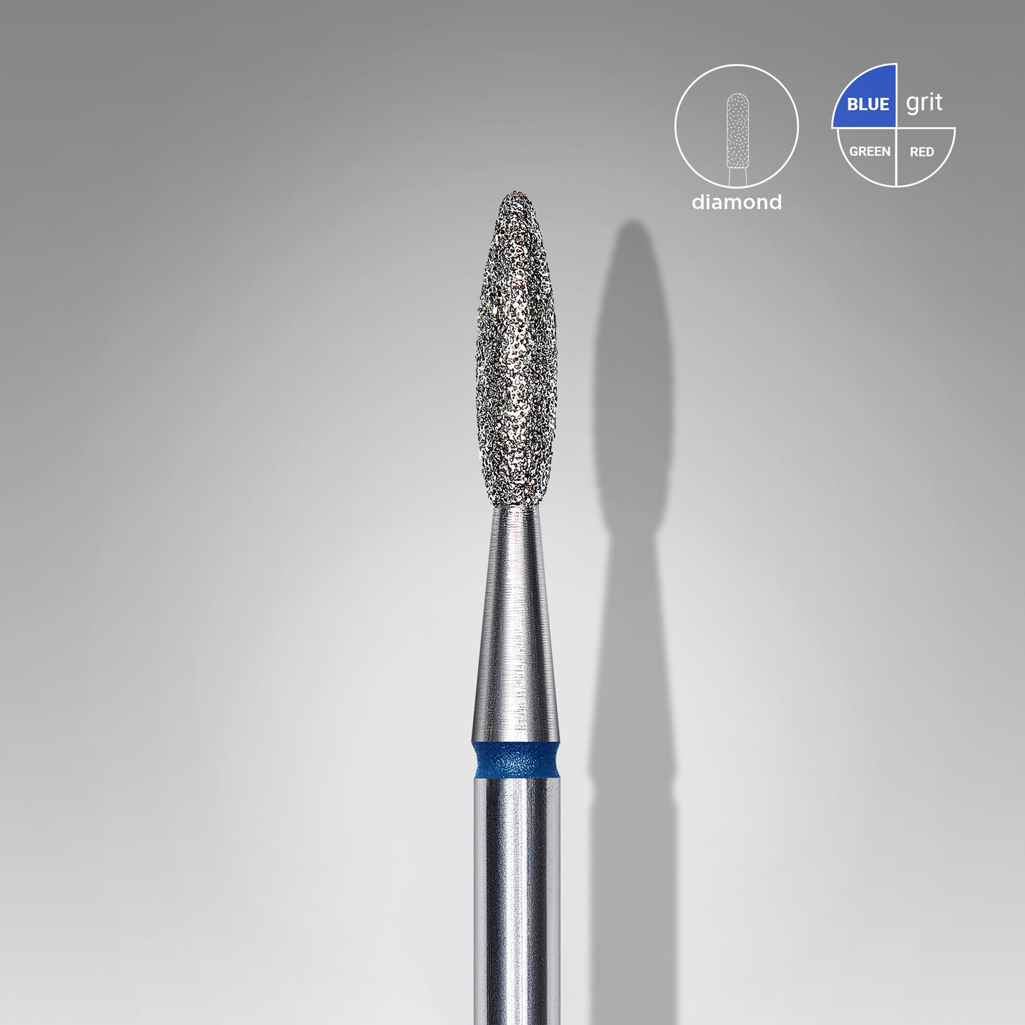 Fraise en diamant flamme arrondie - Grain bleu 0,21 x 0,8cm