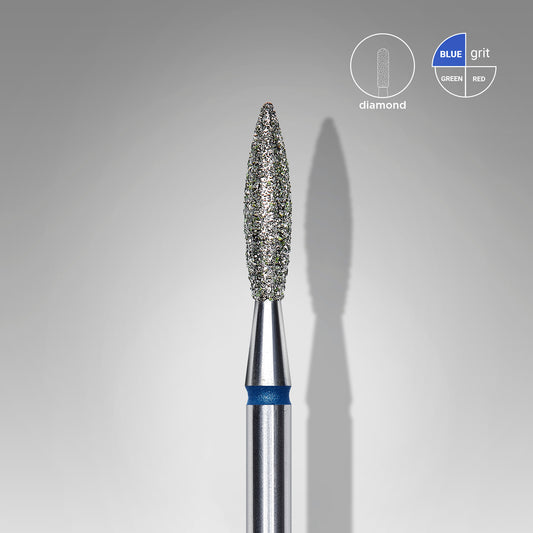 Fraise en diamant flamme arrondie - Grain bleu 0,23 x 1 cm