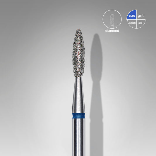 Fraise en diamant flamme arrondie - Grain bleu 0,21 x 0,8cm